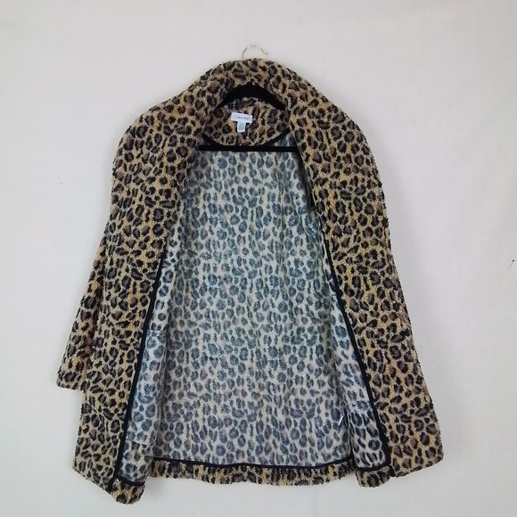 Calvin Klein Open Front Plush Sherpa Fleece Jacket‎ Size Small w/ Leopard Print - Picture 3 of 11